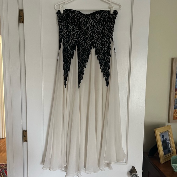 Free people Freda White & Black strapless lace chiffon maxi dress - Picture 1 of 6